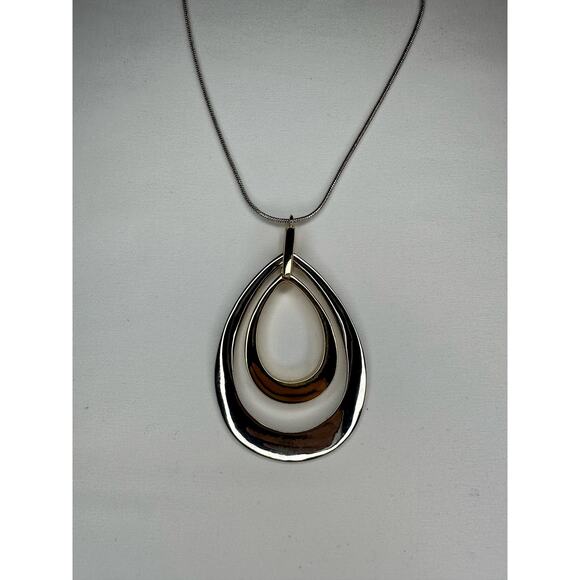 Bancroft Two-Tone Teardrop Pendant Necklace - Picture 2 of 3